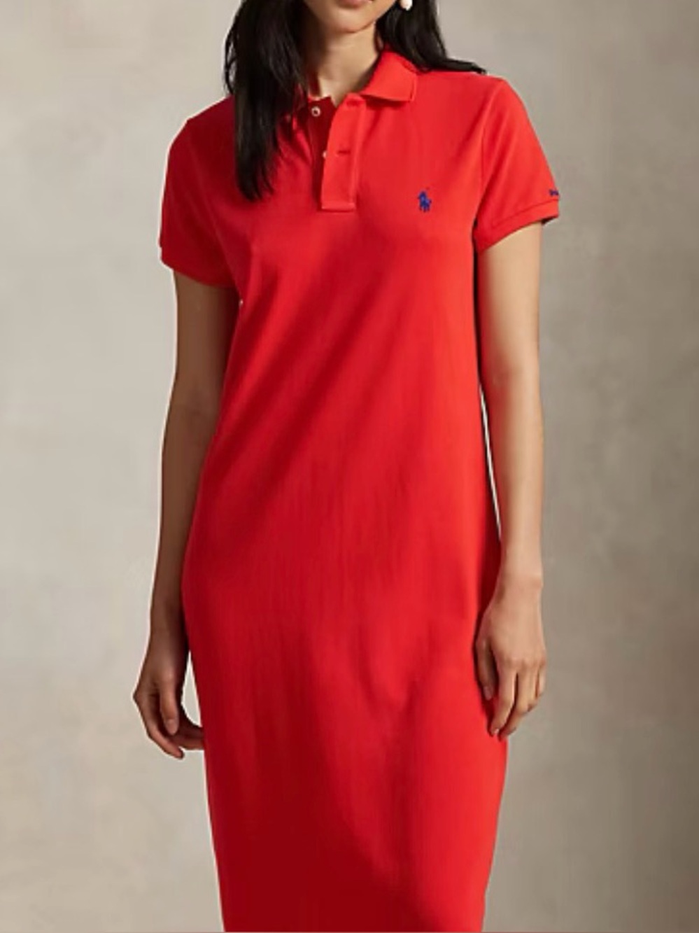 Polo Ralph Lauren Cotton Piqué Polo Red Dress Sz Small